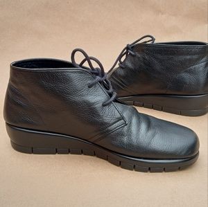 Black Leather Aerosols Lace-up Ankle Booties Comfortable Work Casual Shoes